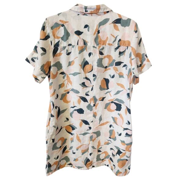 Rachel Zoe 100% Linen Floral Resort Beach Summer Button Up Shirt Dress Sz Large - Picture 3 of 7